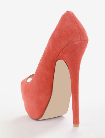 パンプス ピンヒール ラムスキン ピープトゥシューズ オレンジ 16cm アーガイル柄 ダンスパーティー シューズ レディース靴 パーティー キャバ 2次会 二次会 結婚式