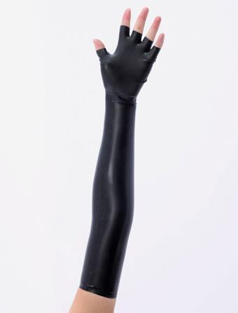 Black Open Finger Latex Gloves Halloween