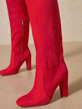 オーバーニーブーツ ワイドカーフサイハイブーツ レディース スエード チャンキーヒール