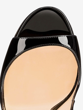 ハイヒールサンダル オープントゥ スリングバック スティレットヒール サンダル レディース ブラック