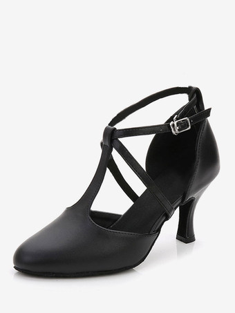 Chaussures de salon femme noir boucle réglable