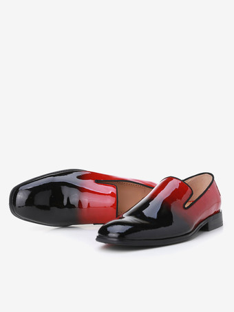 メンズ スリッポン ローファー オンブレ スクエアトゥ ドレスシューズ