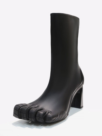 PU BlackWomen's Toe Ankle Boots White Special Shaped Heel Elastic Booties