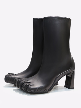 Women's Toe Ankle Boots White Special Shaped Heel Elastic Booties