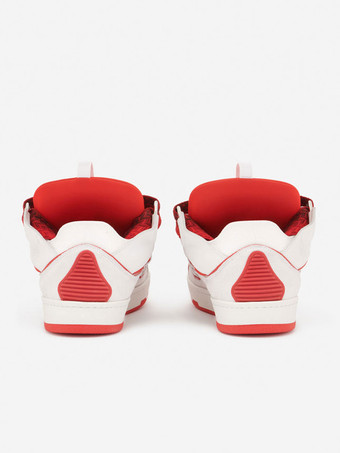 ユニセックス ブラック ハンドメイド カーブ スニーカー ラウンドトゥ レースアップ シューズ