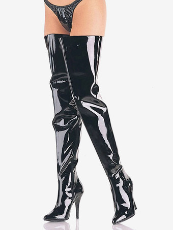 オーバーザニーブーツ スチレットヒール ポインテッドトゥ ジッパースパンコール セクシーブーツ 女性