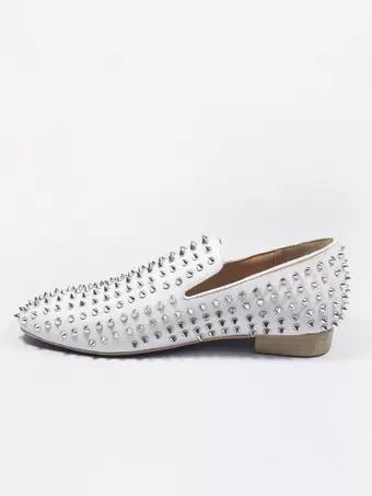 Mens white hot sale spiked loafers