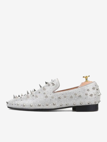 Mocassini da uomo con rivetti pantofole in velluto giallo oro slip-on punta tonda tomaia in pelle scamosciata per balli di fine anno feste e matrimoni