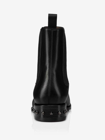 メンズ チェルシーブーツ ブラック スクエアトゥ アンクル プロム スパイクヒールブーツ