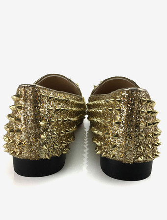 メンズリベットローファースパイクローヒールスリッポンペニーシューズ結婚式やプロムパーティーに最適