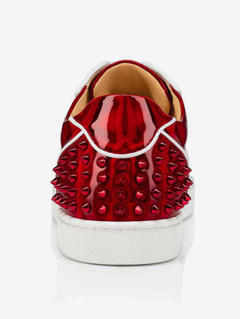 メンズ メタリック レッド グリッター ラウンドトゥ レースアップ スニーカー