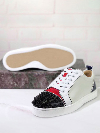 メンズ アイボリー ロートップ プロム パーティー スニーカー シューズ スケートボード シューズ スパイク付き