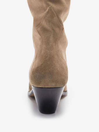 Suede Western Boots Simple Puppy Heel Knee High Boots