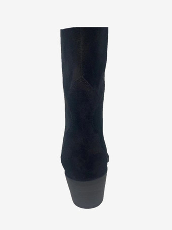 Suede Western Boots Simple Puppy Heel Knee High Boots