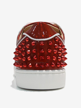 メンズ メタリック レッド グリッター ラウンドトゥ レースアップ スニーカー