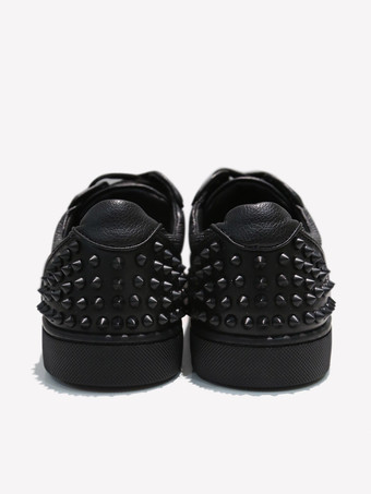 ブラック スパイク スニーカー メンズ ラウンドトゥ リベット レースアップ シューズ