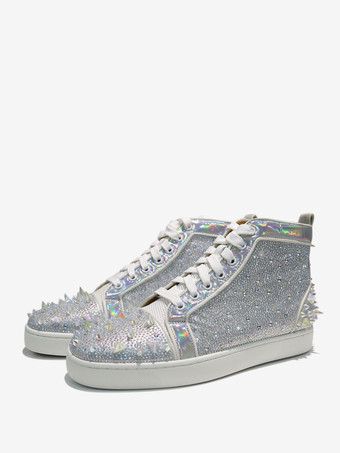 Mens Holographic Rhinestones High Top Prom Party Sneakers Shoes with Spikes  - Milanoo.com