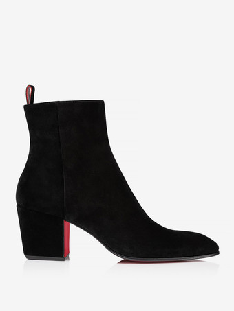 Botas Chelsea de tacón de bloque para hombre Botas de tobillo para vestido de fiesta de gamuza con cremallera negra