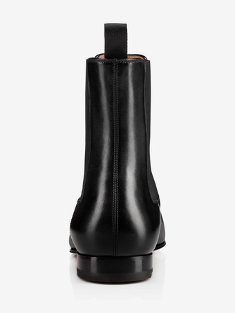 メンズ チェルシーブーツ ブラック プレーン スムース アンクルブーツ