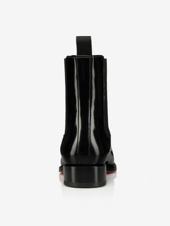 Botas de hombre Chelsea Plain Smooth Pu cuero Fiesta de graduación Botines con punta cuadrada negros