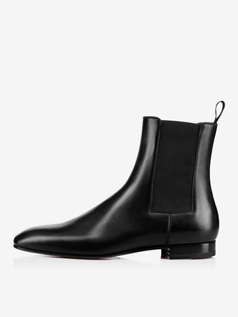 メンズ チェルシーブーツ ブラック プレーン スムース アンクルブーツ