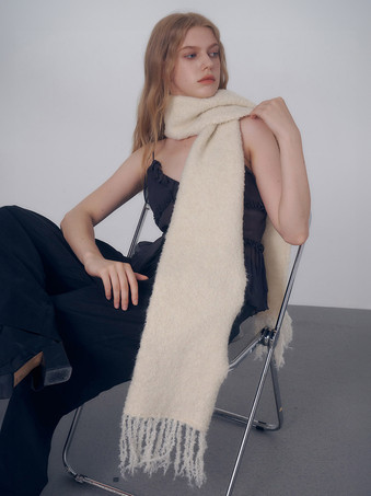 アイボリー レディース スカーフ ファッション フリンジ