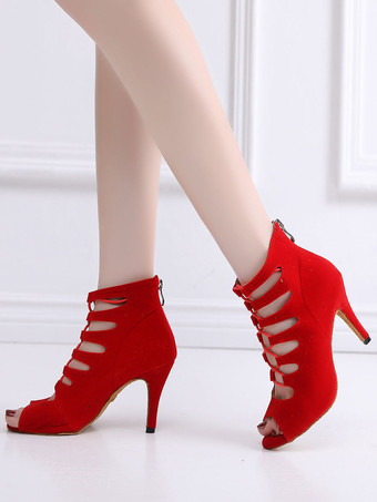 レディース レースアップ サマーブーツ ヒール in Fuax Suede