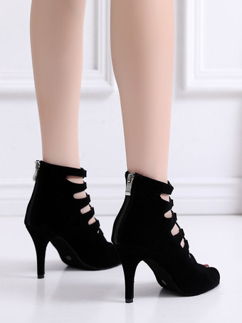 レディース レースアップ サマーブーツ ヒール in Fuax Suede