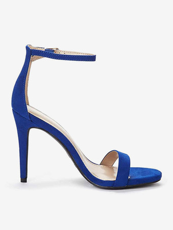 女性用アンクルストラップヒールスエードウエディングサンダルヒールホームカミングサンダル