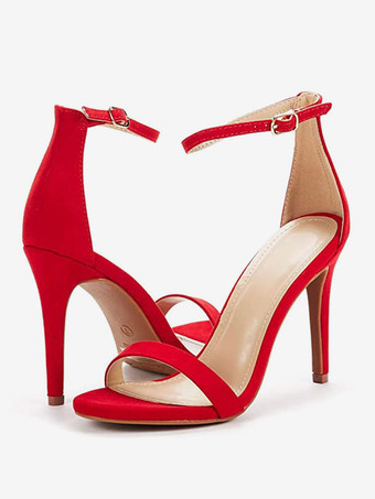 女性用アンクルストラップヒールスエードウエディングサンダルヒールホームカミングサンダル