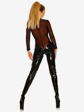 セクシー全身タイツ セクシー全身タイツ　ハロウィン　コスチューム　ブラック　女性用　PVC　PVC　大人用　ジャンプスーツ　 ハロウィン