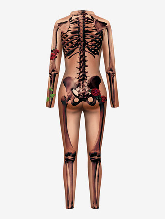 Traje monstruo ajustado Halloween Mono de halloween zentai Mono negro de mujer Leotardo esqueleto Halloween Scary Lycra Spandex Catsuit