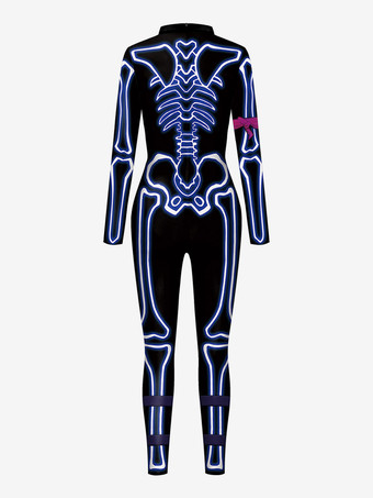 Traje monstruo ajustado Halloween Mono de halloween zentai Mono negro de mujer Leotardo esqueleto Halloween Scary Lycra Spandex Catsuit