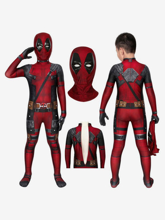 Marvel Comics Deadpool Jumpsuit Kid Zentai Cosplay Costume Carnival Halloween