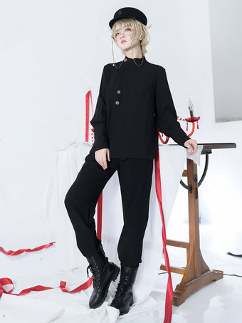 ゴシックロリータ パンツ王子スタイル黒ロリータ ストレート パンツ