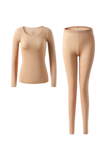 女性用冬の暖かい下着ラウンドネックサーマルベースレイヤー