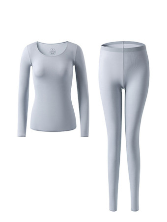 女性用冬の暖かい下着ラウンドネックサーマルベースレイヤー