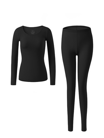 女性用冬の暖かい下着ラウンドネックサーマルベースレイヤー