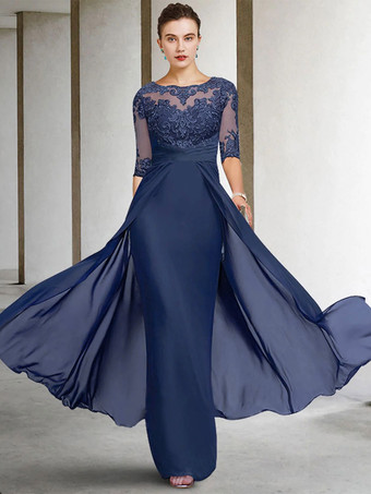 Bridal Mother Dress Jewel Neck Half Sleeves Sheath Lace Floor-Length Wedding Guest Dresses Free Customization
