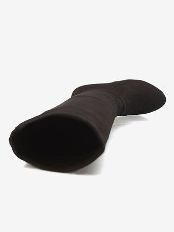 Platform Over The Knee Boots Womens Elastic Fabric Round Toe Stiletto Heel Thigh High Boots