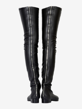 サイハイブーツ レディース 無地 ポインテッドトゥ パピーヒール 冬用ブーツ