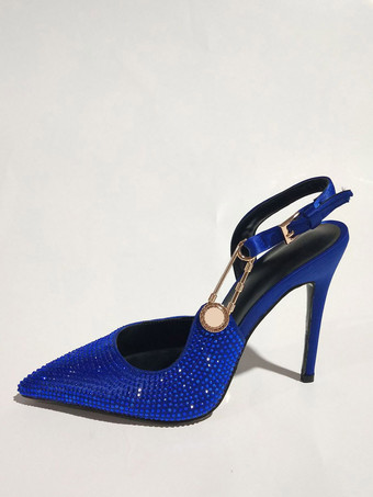 Zapatos de fiesta de tacón alto con detalle de cadena y diamantes de imitación con punta en punta para mujer