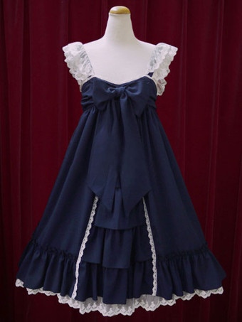 ダークネイビー甘いロリータドレスJSK　2025　ターコイズ　スリーブレスロリータジャンパースカート　シフォン　アイドル衣装