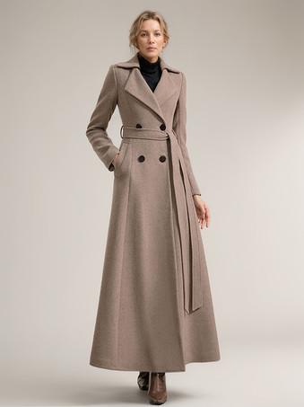 Womens Trench Coat Ladies Winter Jacket Long Woolen Warm Parka Overcoat  Outwear