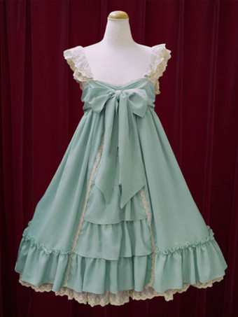 Sweet Lolita Dress JSK Chiffon Turquoise Sleeveless Lolita Jumper Skirt 