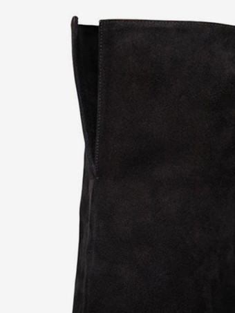 女性のためのオーバーニーブーツブラックポインテッドトゥウィンターブーツサイハイブーツ