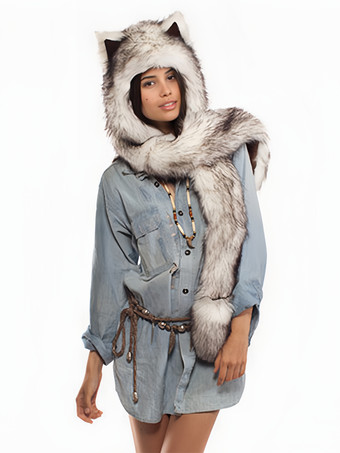 シルバー 秋冬用の柔らかいフェイクファーハット動物の形の女性のキャップ