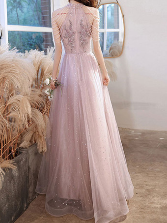 プロムドレス Aライン ホルターレース ノースリーブ ページェントドレス