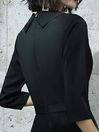 Abito da sera A-Line con scollo a V in tulle fino al pavimento Abiti da festa formali