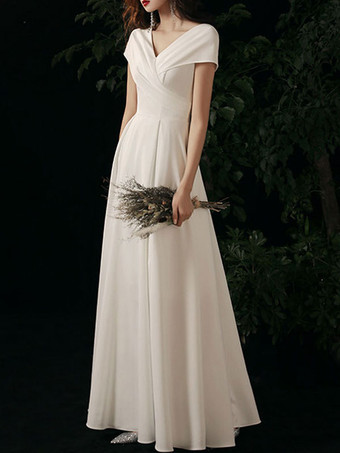 イブニングドレス Aライン Vネック サテン生地 マキシレングス 社交パーティードレス